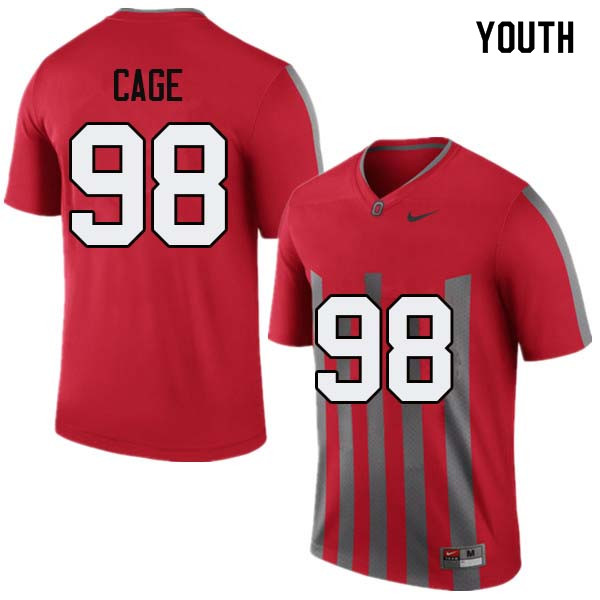 Youth #98 Jerron Cage Ohio State Buckeyes College Football Jerseys Sale-Throwback
